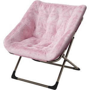 Comfy Chair for Adults, Foldable Living Room Chairs, Soft Faux Fur Folding Lounge - 1 of 4