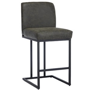 Bar Stools - Counter Height Bar Stool Leather Kitchen Counter Barstools, Modern PU Leather Bar Stools - 1 of 4
