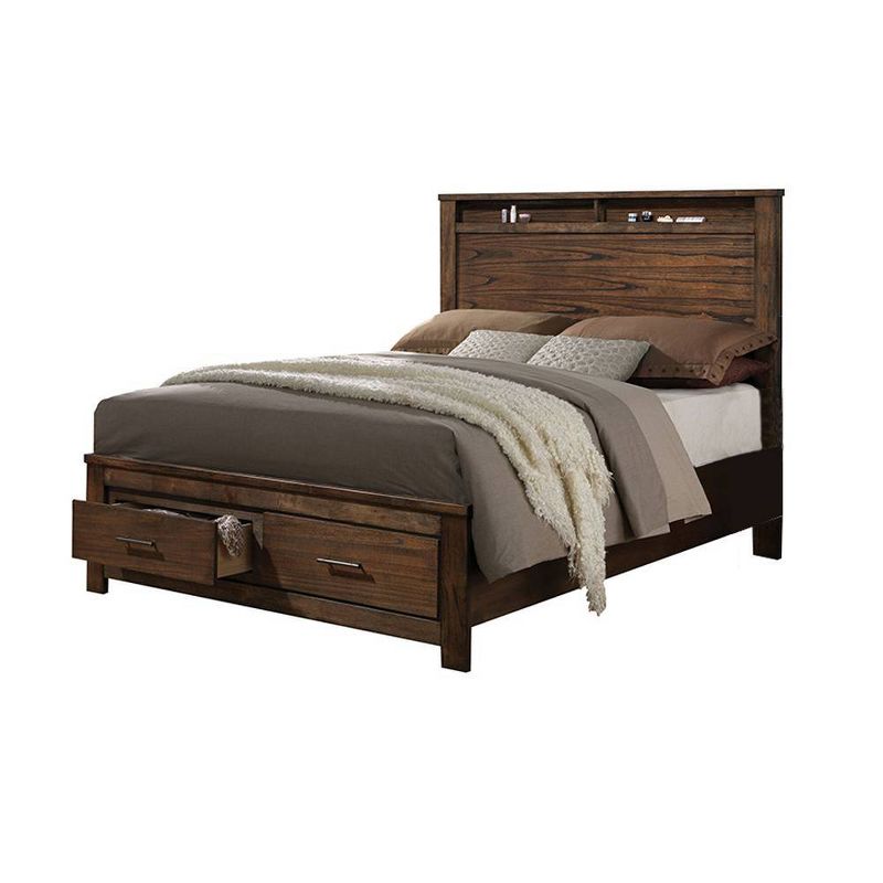 85&#34; Queen Bed Merrilee Bed Oak Finish - Acme Furniture, 5 of 7