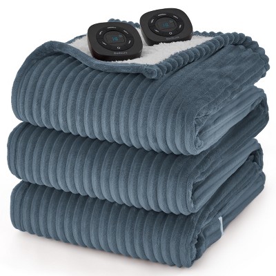 Electric Heated Blanket Soft & Washable Ribbed Flannel