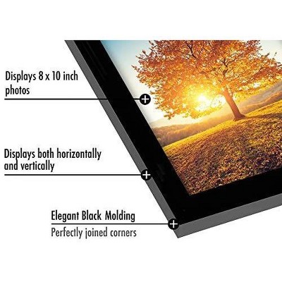 Americanflat 8x10 Picture Frame with Shatter-Resistant Glass - Gallery Style Frame with Engineered Wood - Signature Collection - Black