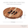 Twine Acacia Cheese Board and Knife Set, Footed Cheese Snack Tray and Cheese Knives Set Cooking Accessories, 16inch Diameter - 3 of 4