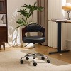 VINGLI Armless Office Desk Chair,,Dual-Use with/no Wheels,Small Adjustable Swivel Walnut Curved Task Chair for Study Area,Workspace,PU - 2 of 3