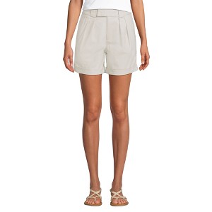 Lands' End Women's Chino High Rise Pleated 7" Shorts - 1 of 4