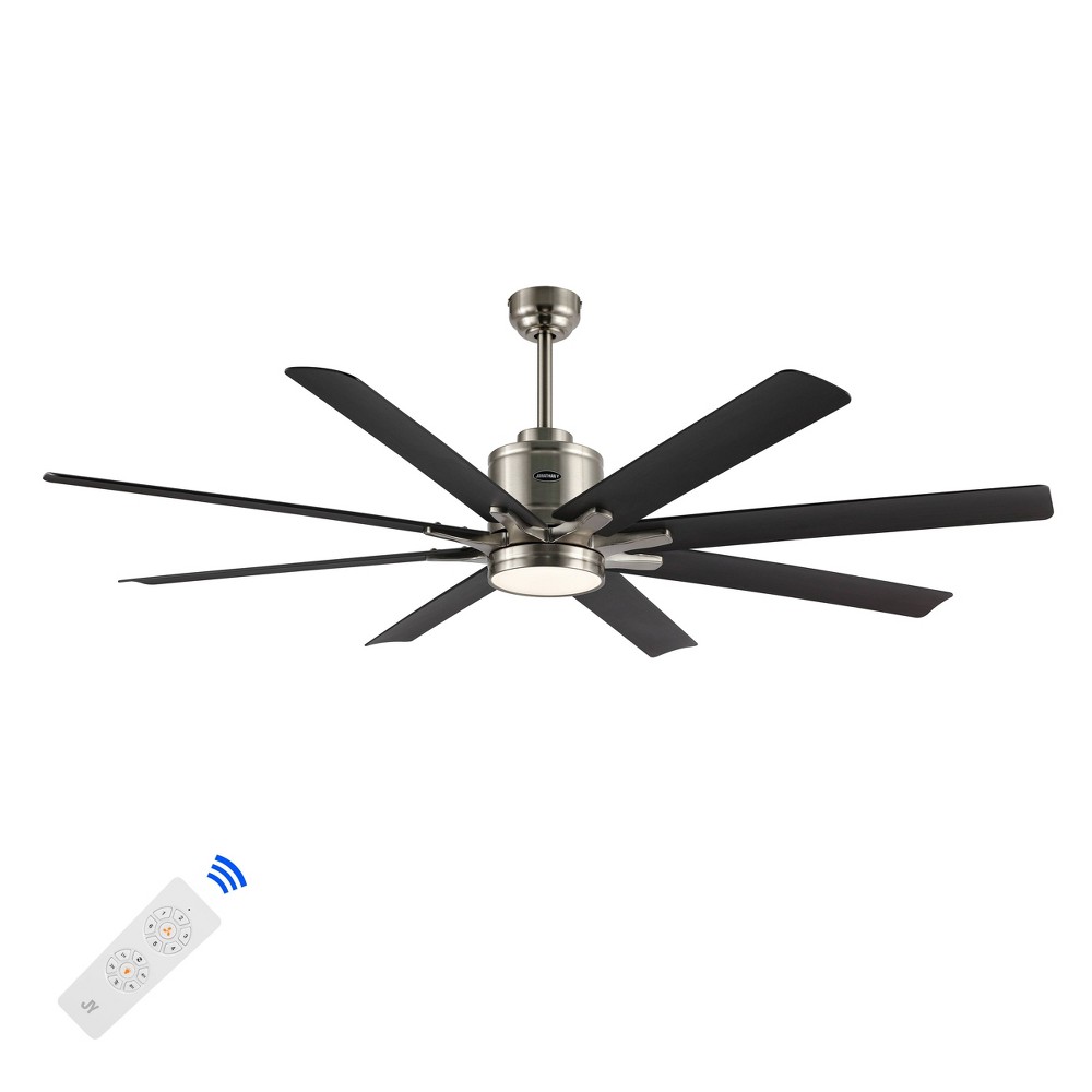 Photos - Air Conditioner 66" 1-Light Octo Iron 6-Speed Ceiling Fan with LED Light Nickel/Brown Fini