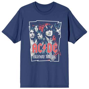 ACDC Highway To Hell Crew Neck Short Sleeve Navy Women's T-shirt