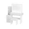 YOOCOZZ Vanity Table with LED Mirror, Charging Station, Hair Dryer Holder and Cushioned Stool - White - 4 of 4