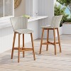 Christopher Knight Home Helen Outdoor Rustic Acacia Wood and Rattan Armless Bar Stools (Set of 2) - 2 of 4