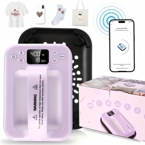 HOMDOX Smart Mini Heat Press 7" × 5" APP Control Easy Press Dual-Tube Fast Heat Up w/Insulated Base & Ceramic-Coated Heat Plate/Built-in Bluetooth - 1 of 4