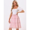 Allegra K Women's Floral Print Smocked Elastic Waist Midi Flowy Tiered Ruffle Skirt - 2 of 4