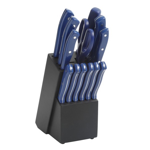 Oster Steffen 14-Piece Stainless-Steel Cutlery Set with Block, Blue