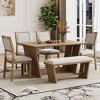 CAVINAS Dining Table Set for 6 Retro Table Set with Stable Trapezoidal Table Base 4 Chairs and Bench for Kitchen - 4 of 4