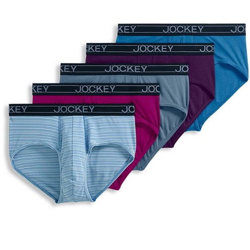 Jockey Men's Lightweight Cotton Blend Brief - 5 Pack 2xl Majestic  Berry/deep Plum/rough Sea Blue/simple Stripe/aged Indigo : Target