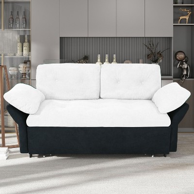 NicBex Queen Size Convertible Sofa Bed Loveseat Couch with Thicked Cushions & Side Storage,Color Blocking Sleeper Sofa for Living Room,Bedroom