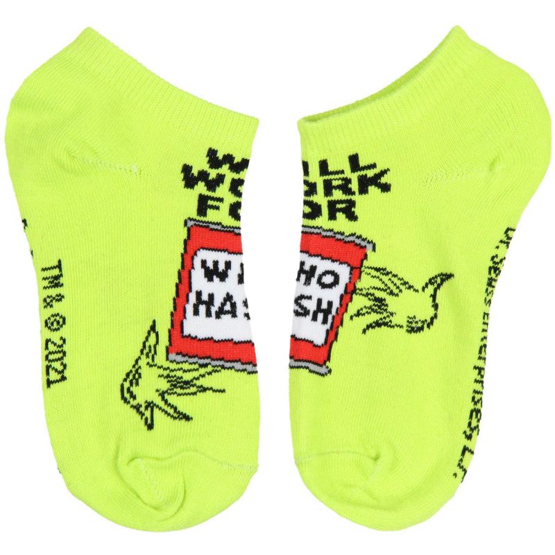 Dr. Seuss The Grinch Kids Socks Old Grinchy Clause 4 Pairs Ankle No Show Socks Multicoloured, 3 of 6