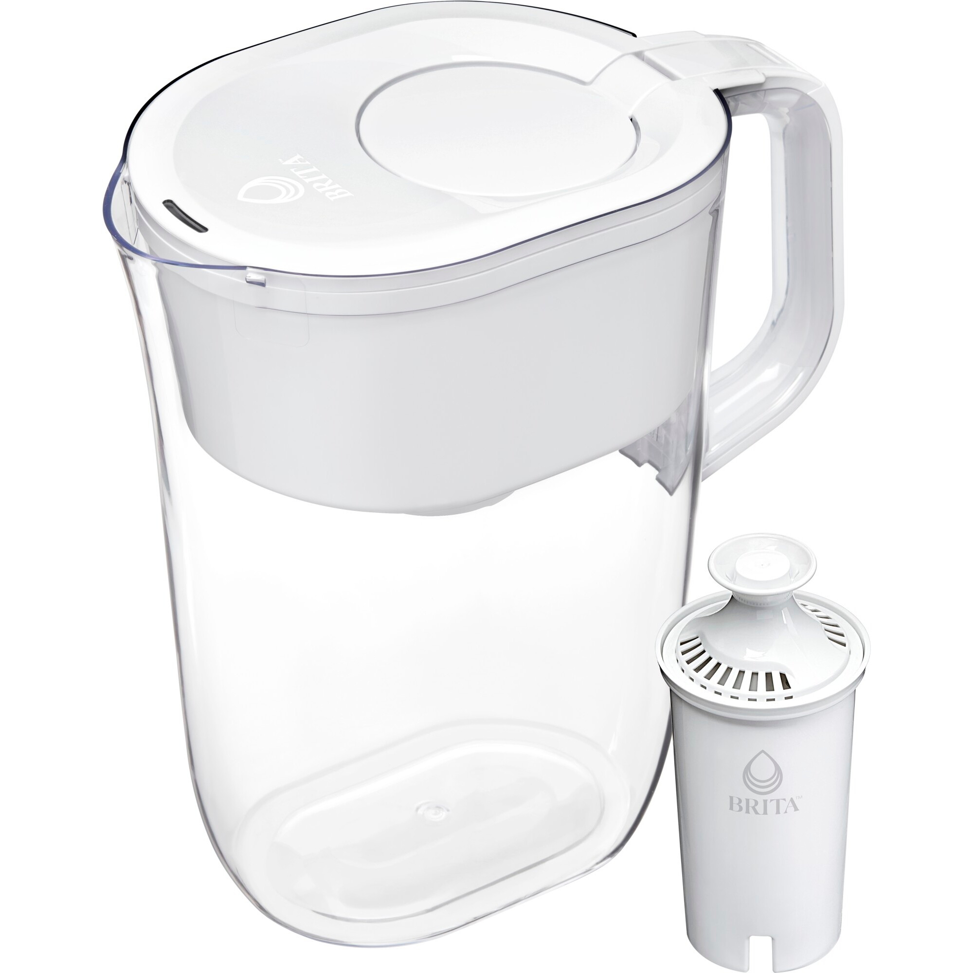 Brita Water Filter 10-Cup Tahoe Water Pitcher Dispenser - White: Easy-Fill Lid, Electronic Indicator