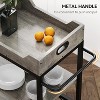 3 Tier Bar Cart with Wheels for Home, Two Portable Trays, Wine Rack, Glasses Holder, Industrial Serving Cart for Kitchen, Living Room, Dining Room - 4 of 4