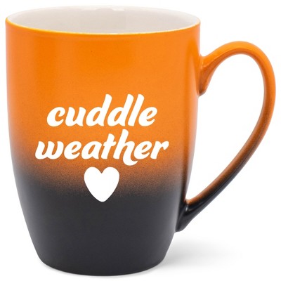 Elanze Designs Cuddle Weather Two Toned Ombre Matte Orange and Black 12 ounce Ceramic Stoneware Coffee Cup Mug
