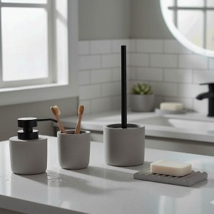 Evideco French Home Goods Concrete Cement Bathroom Accessories, 4-Piece Set - 1 of 4