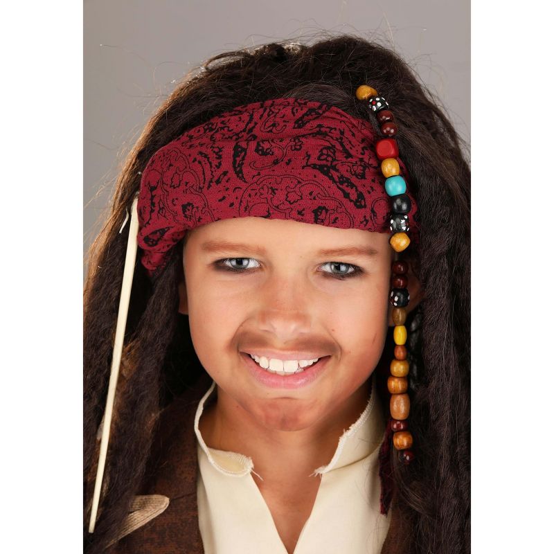 HalloweenCostumes.com One Size Fits Most Boy  Realistic Boy's Pirate Wig, Black/Red, 3 of 7