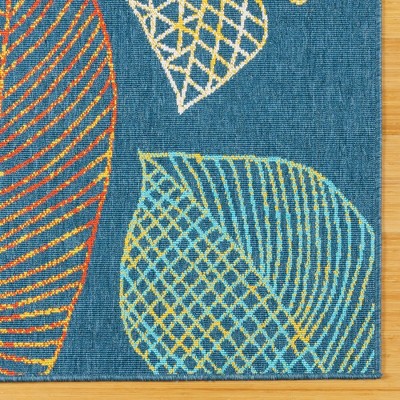 Ananda Blue 5' x 7' Floral Synthetic Flat Woven Rug