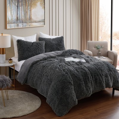 Photo 1 of 3 Piece Plush Shaggy Comforter Set Ultra Soft Luxurious Faux Fur Decorative Fluffy Crystal Velvet Bedding by Sweet Home Collection™