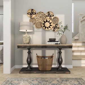 Metal Plate Wall Decor with Black Patterns Brown - Olivia & May - 1 of 4