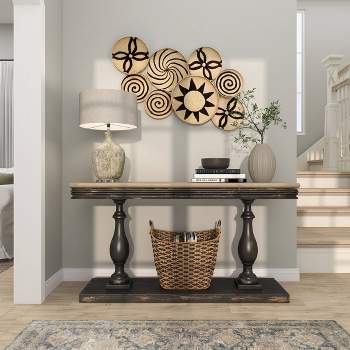Metal Plate Wall Decor with Black Patterns Brown - Olivia & May