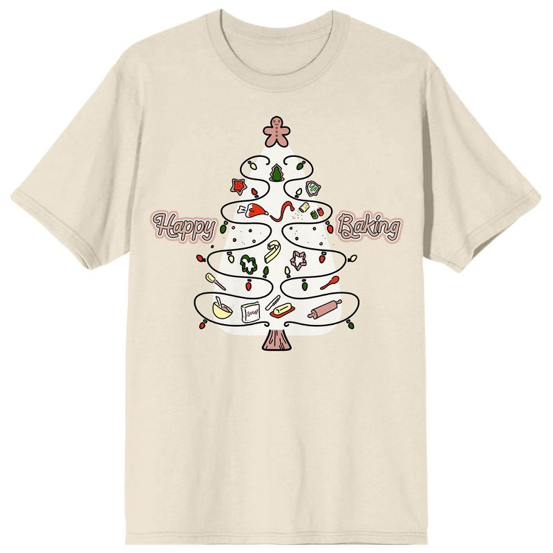 Christmas Shapes Happy Baking Crew Neck Short Sleeve Women's Natural T-shirt, 1 of 4