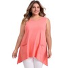 Women's Plus Size Scoop Neck Asymmetrical Hem Sleeveless Tank Tops with Pockets - GRACE & GRANDEUR - 4 of 4