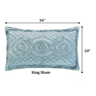 Blue Cotton Tufted Chenille King Sham
