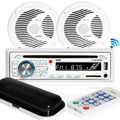Pyle Marine Bluetooth MP3 Stereo Receiver & Waterproof Speaker Kit - Includes (2) 6.5" Speakers, CD Player, USB/SD Readers, FM Radio