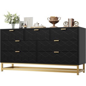 53.5” Wide 7-Drawer Dresser w/ Gold Handles & Legs, Modern Chest for Bedroom, Closet, Living Room, Entryway - 1 of 4