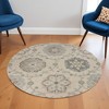 5' Blue And Ivory Round Wool Hand Tufted Area Rug - 2 of 4