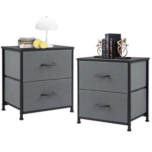DOMETOUR Fabric Dresser with 2 Drawers, Nightstands with Adjustable Feet, End Table for Bedroom, Set of 2 - 1 of 4