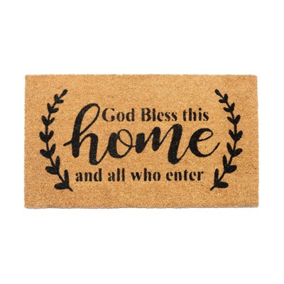 LunaLulink Welcome Doormat, Natural Cocoa Nib Floor Mat with Non-Slip PVC Backing, Beige and Black 30x17 inches