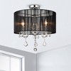 19" x 19" x 9" Round Satin Crystal Chandelier Black - Warehouse of Tiffany: ETL Listed, Metal & Polyester Fixture - 2 of 3