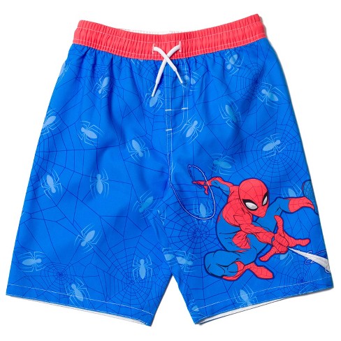 Marvel Spider-Man Big Boys Swim Trunks Bathing Suit Blue/Red 14-16