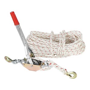 VEVOR Rope Puller, 3/4 Ton (1,653 lbs) Pulling Capacity, with 100' of 0.6" dia. Rope, 2 Hook, Come Along Winch, Heavy Duty Ratchet Power Puller Tool - 1 of 4