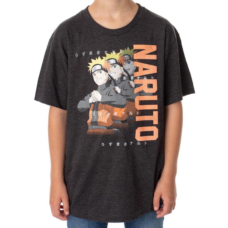 Naruto Shippuden Boys' Anime Manga Triple Character Youth Kids T-Shirt, 3 of 5