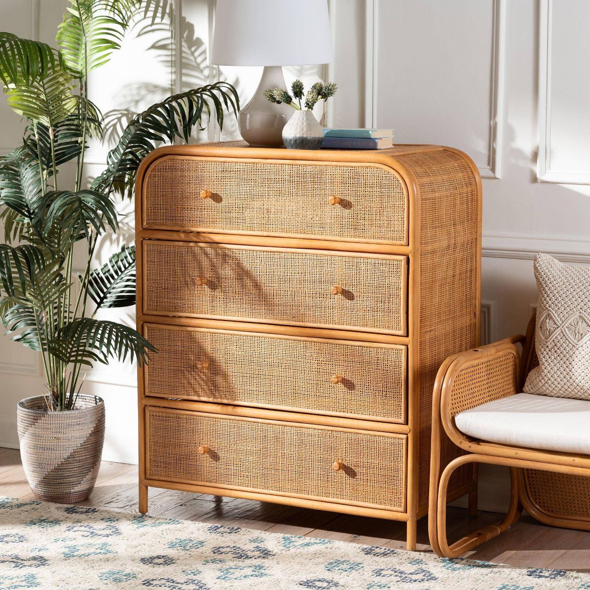 bali & pari Sampit Natural Rattan 4  Drawer Storage Cabinet Light Honey - thumbnail 8