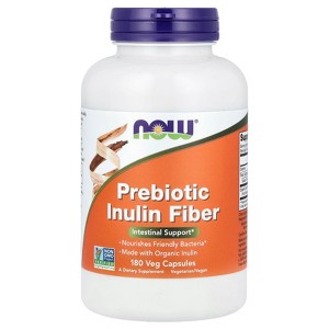 NOW Foods Prebiotic Inulin Fiber, 180 Veg Capsules (650 mg per Capsule) - 1 of 2