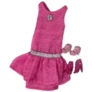 Doll Clothes Superstore  Handmade Pink Short Dress with 2 Pairs of Shoes for Barbie & 11.5-Inch Fashion Dolls - 1 of 4