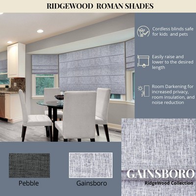 Lexington Gainsboro Cordless Blackout Fabric Roman Shade 48" x 72"
