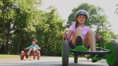 Blue and Black Aluminum Pedal-Powered Go-Kart