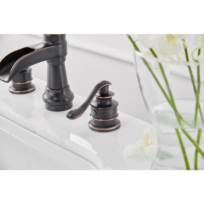 Oil-Rubbed Bronze 8-Inch Waterfall Widespread Bathroom Faucet