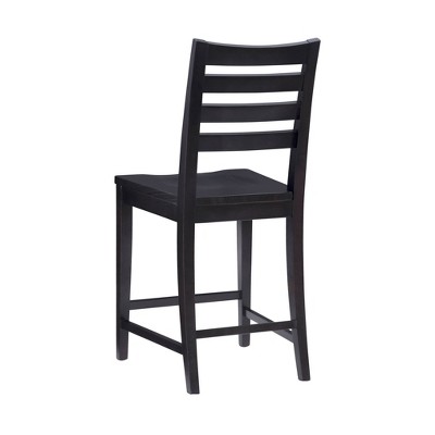 Flynn Black Solid Wood Ladder Back Counter Stools, Set of 2