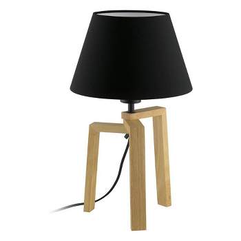Chietino Table Lamp Wood Finish with Black/White Shade - EGLO