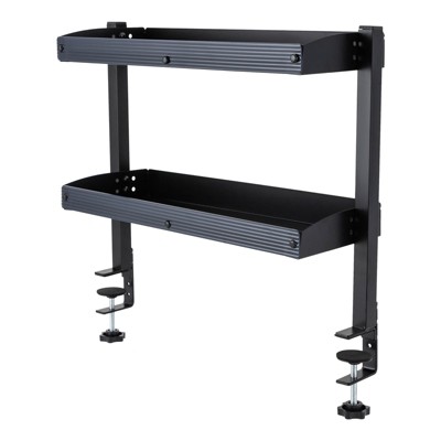 YIYIBYUS Clamp-on Desk Shelf, 2-Tier Shelving with Adjustable Storage Tray