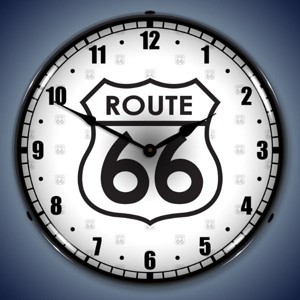 Collectable Sign & Clock | Route 66 LED Wall Clock Retro/Vintage, Lighted - Great For Garage, Bar, Mancave, Gym, Office etc 14 Inches - 1 of 4